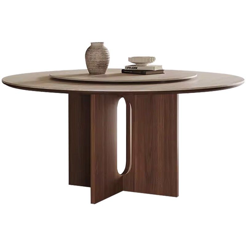 法式洞石岩板圆桌家用小户型圆形饭桌复古风实木胡桃色岩板餐桌椅,住宅家具,岩板餐桌,淘宝优惠券,粉丝福利购,淘宝优惠卷