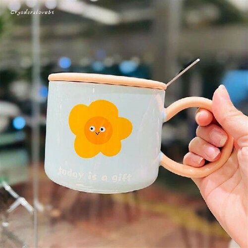 Cute Girl Heart New Circle Handle Contrasting Color Flower