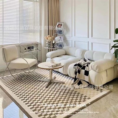 New Zealand Wool Modern Simple Checkerboard Living Room Sofa
