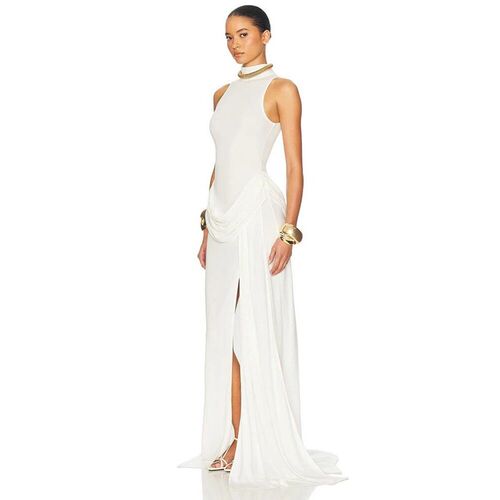 Blifanbo Turtleneck Off-shoulder Sleeveless Thigh Split High