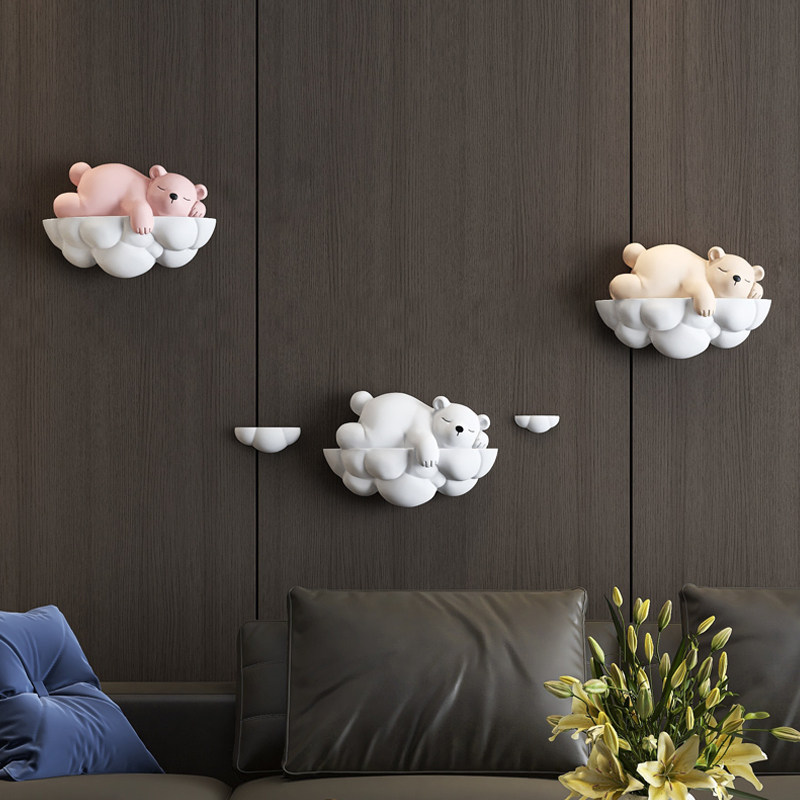 卡通北极熊壁挂3D立体挂饰儿童房床头装饰电视沙发背景墙壁挂件,家居饰品,壁饰,淘宝优惠券,粉丝福利购,淘宝优惠卷