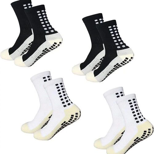 4 Pair Mens Soccer Socks Anti Slip Non Slip Grip Pads for F