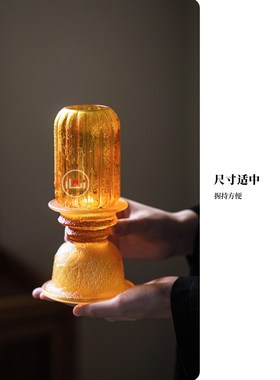 心缘堂琉璃烛台皓月当空琉璃灯复古文艺卧室灯香器氛围感摆件