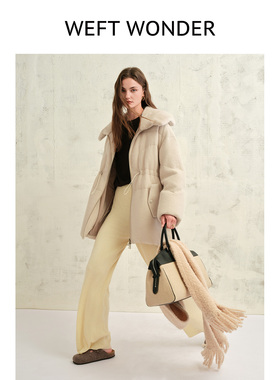 WEFT WONDER 2026年早春新款水貂毛领鹅绒羽绒服