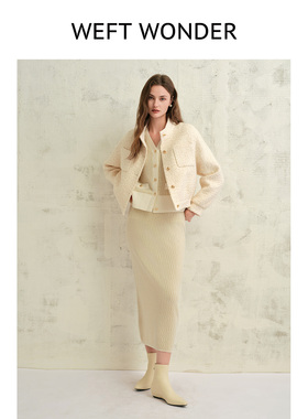 WEFT WONDER 2026年早春新款淡人穿搭波点花呢短外套