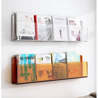 创意墙上置物架透明压克力书架免打孔杂志架绘本架挂墙展示壁挂式