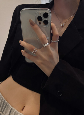 in网红同款设计感麻花亮片三件套戒指2021年新款时尚气质食指戒