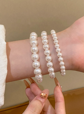 轻奢小众高级感玻璃珍珠手串手链女时尚百搭气质简约手环手饰