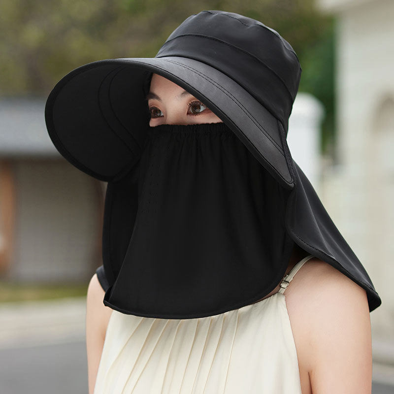 新款大檐遮阳帽子女士冰丝遮脸披肩渔夫帽户外防紫外线面纱采茶帽,服饰配件/皮带/帽子/围巾,防晒披肩,淘宝优惠券,粉丝福利购,淘宝优惠卷