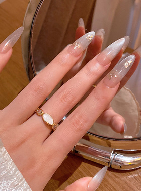 甜美气质白色滴釉锆石戒指女韩系个性时尚百搭网红同款开口指环