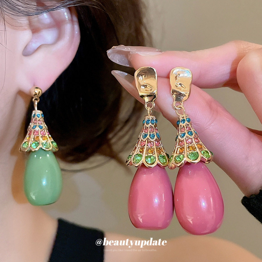 银针镶钻树脂水滴耳钉欧美时尚百搭耳坠耳环设计感小众耳饰女,饰品/流行首饰/时尚饰品新,银饰耳饰,淘宝优惠券,粉丝福利购,淘宝优惠卷