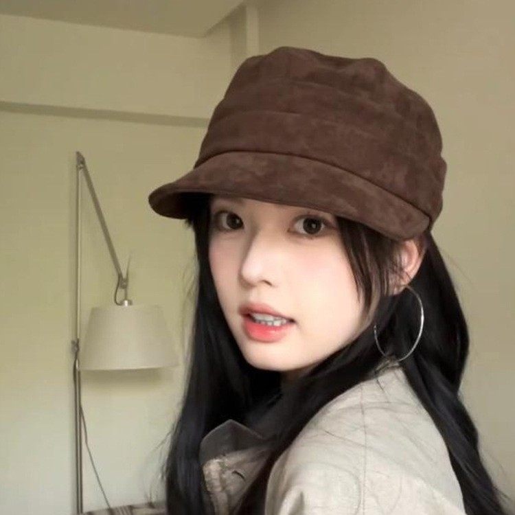 韩国新款复古纯色麂皮绒马术帽百搭平顶鸭舌帽女秋冬褶皱报童帽子,服饰配件/皮带/帽子/围巾,帽子,淘宝优惠券,粉丝福利购,淘宝优惠卷