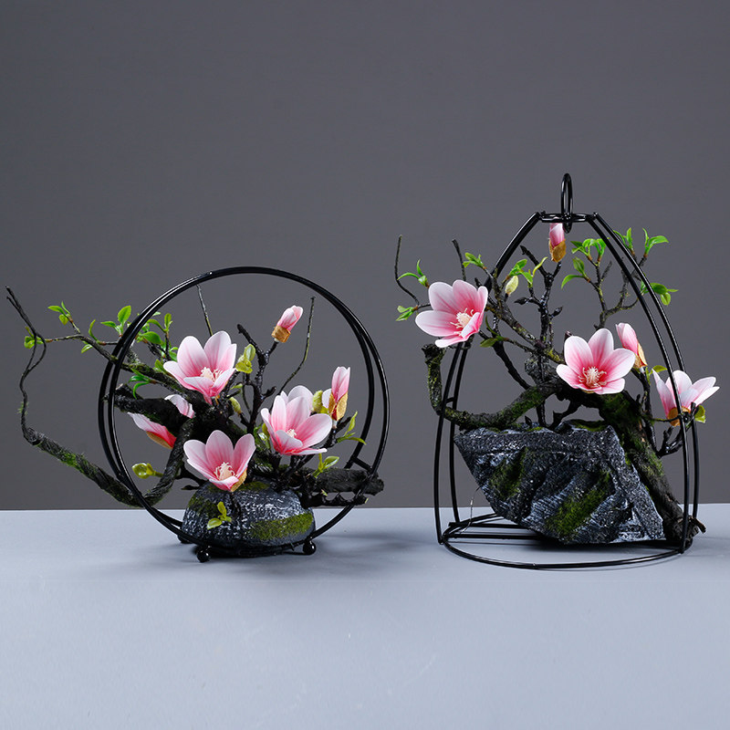 玉兰花仿真花假花客厅创意家居摆件装饰塑料花艺干插花小清新防真
