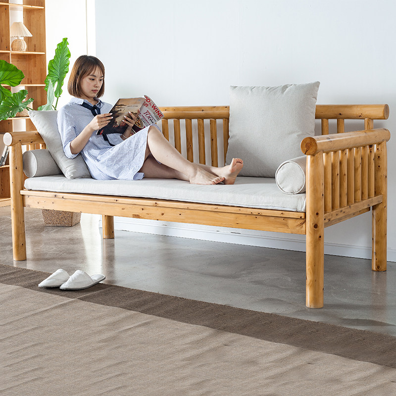 原木沙发实木罗汉床小户型双人2米现代中式客厅柏木家具木质单人