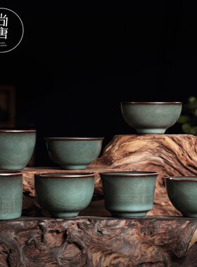 尚唐铁胎功夫茶杯冰裂纹复古品茗杯大号手工主人杯单杯子陶瓷茶盏