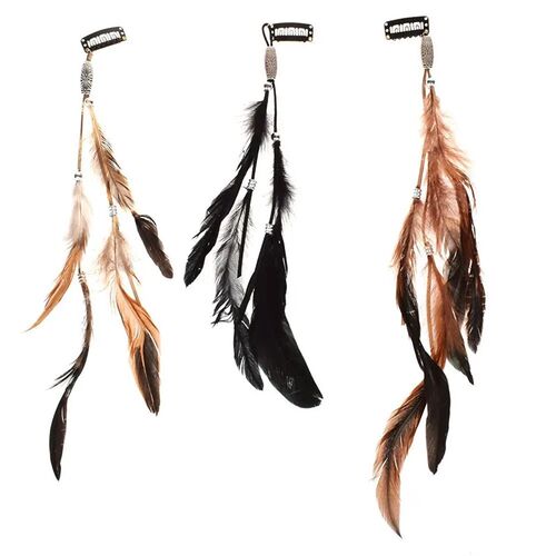 2023 New Fashionable Boho Feather Headband Wig Beaded Feathe