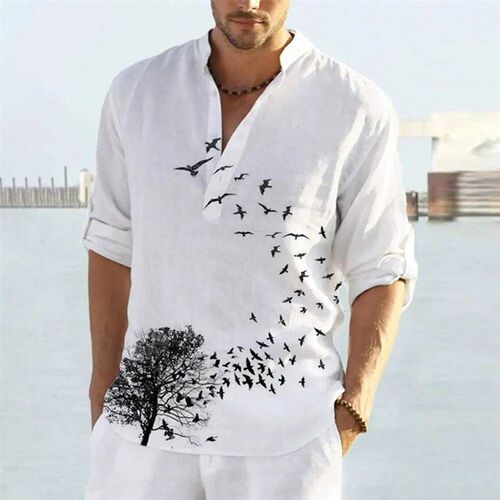 Plus Size Mens Long Sleeve Casual Shirts Male Fashion Top Pu
