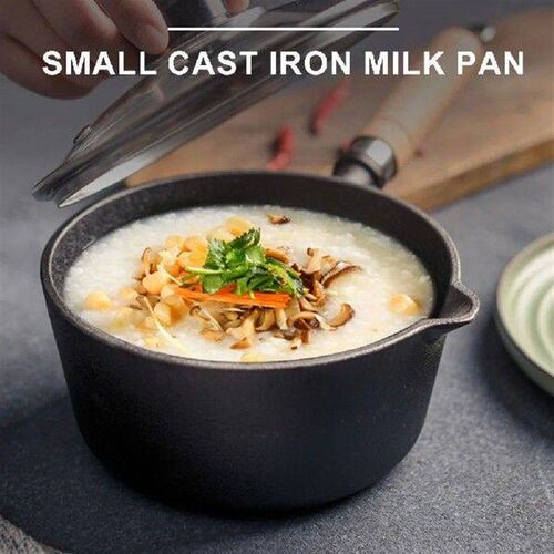 Cast Iron Milk Pan with Pour Spout Non-Stick Hot Oil Pan
