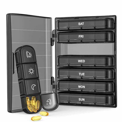 28 Grid Weekly Pill Organizer 4 Times A Day with 7 Daily Lar