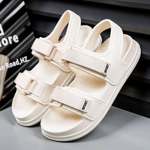New Beige Unisex Sandals Comfortable Hook Loop Platform