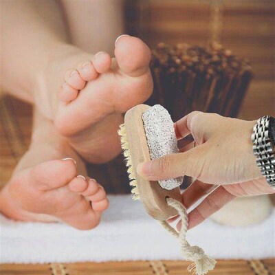 2 Pcs Clean Double Sided Pumice Brush Nail Exfoliate Dead