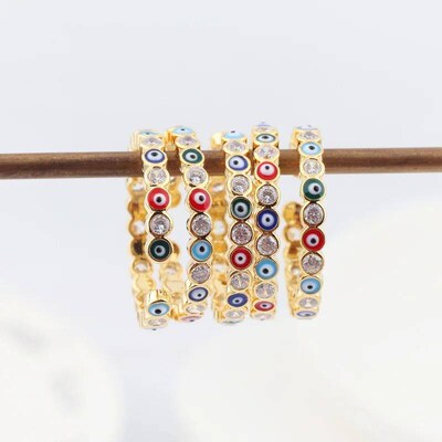 New Bohemia Lucky Turkish Blue Evil Eye Rings Dripping Oil O
