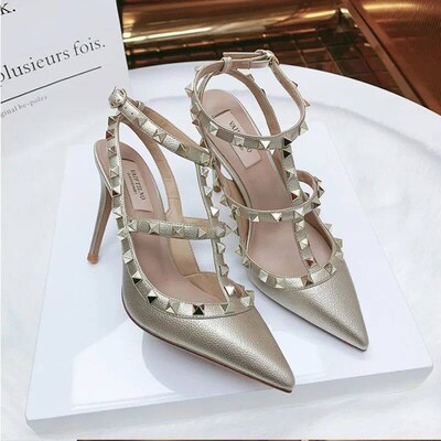 Summer Luxury Womens Gladiator Pointed Sandals Leather Matt