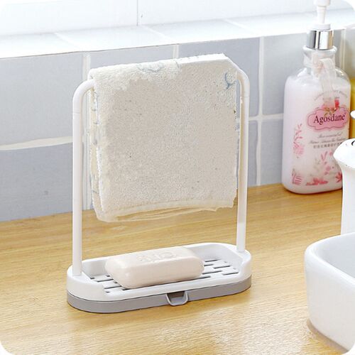 1 PC Kitchen Towel Storage Rack Sponge Drain Shelf Plastic D