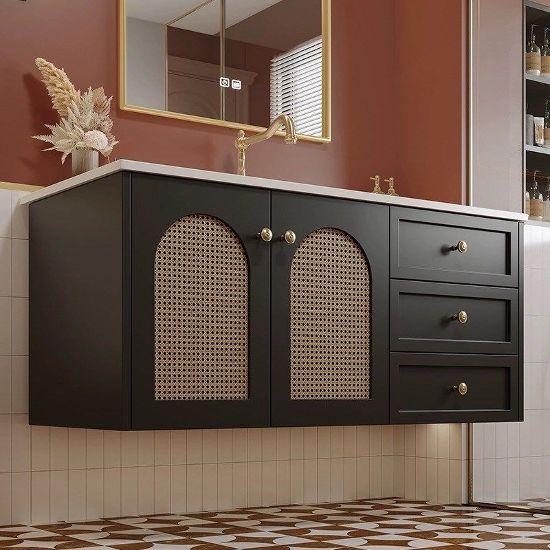 新款法式复古藤编橡木浴室柜陶瓷一体盆洗漱台卫生间洗脸盆柜,家装主材,浴室柜组合,淘宝优惠券,粉丝福利购,淘宝优惠卷