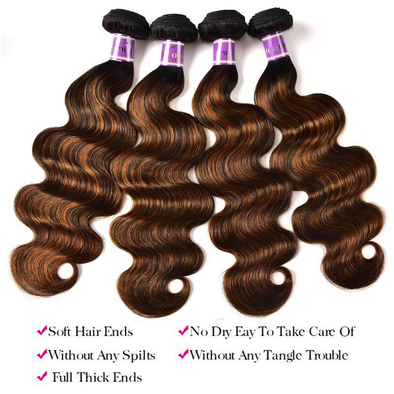 Peruvian Body Wave Bronder Human Hair Bundles FB30 Color Sun - 实物图