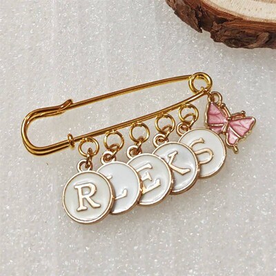 Customized English Name Baby Brooch Flower Butterfly