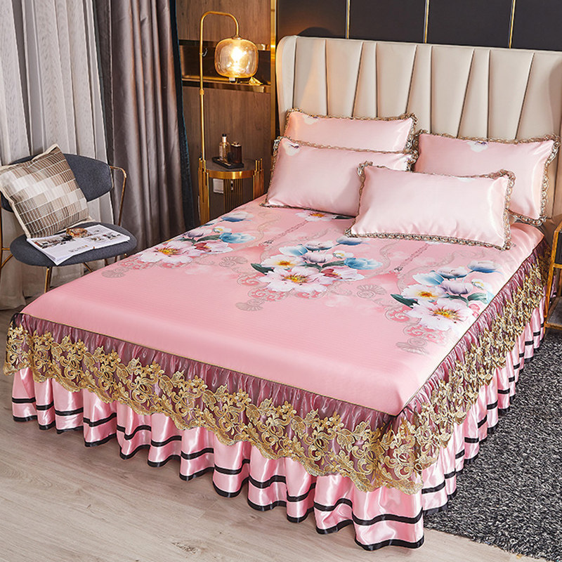 夏季冰丝凉席可水洗床裙款折叠夏天1.8m床罩人空调软席子三件,床上用品,冰丝席,淘宝优惠券,粉丝福利购,淘宝优惠卷