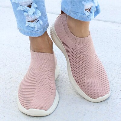 Women Flat Slip on White Shoes Woman Lightweight White Sneak