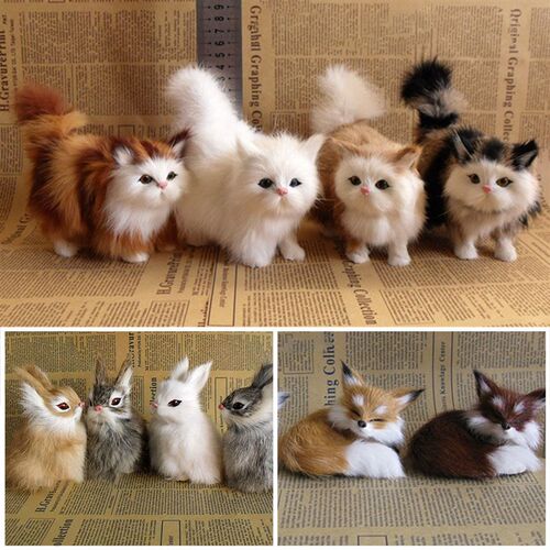 Simulation Rabbit Owl Cat Fox Ornament Furs Squatting Model