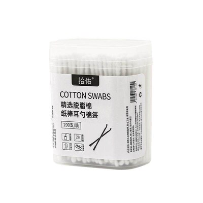 200 pieces of baby cotton swabs, small double-headed ear spo