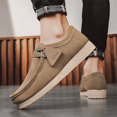 Fahion Khaki Caual Shoe For Men Suede Leather Loafer Men Pla