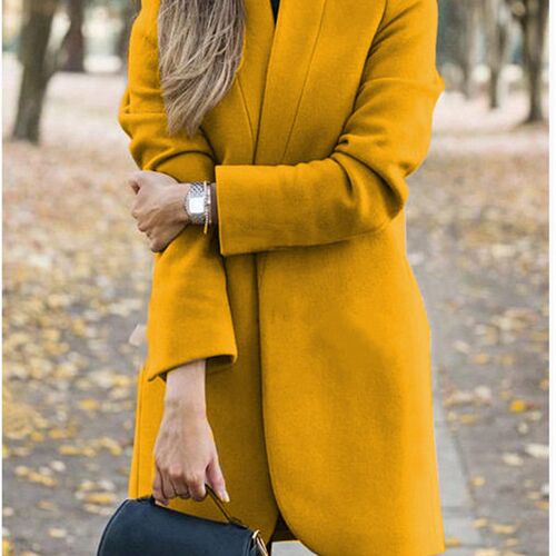 Autumn and Winter New Fashion Solid Neck Woolen Coat