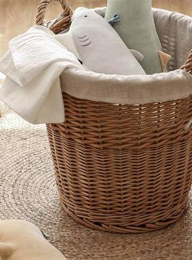 纳筐网红脏衣编篮藤脏服收纳筐衣脏衣篓竹编框TLV柳编收篮子