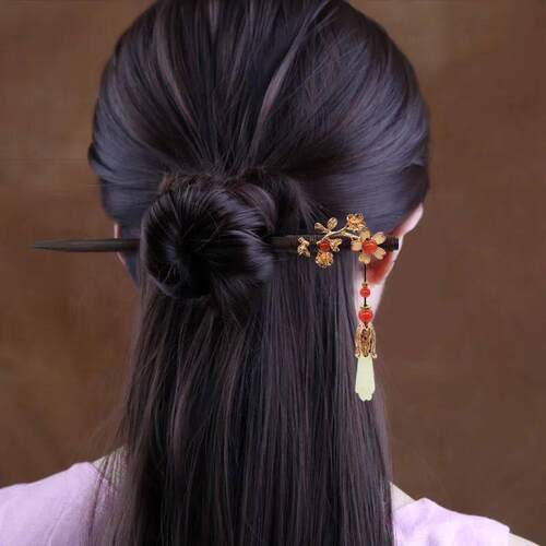 New Handmade Luxury Flower Hairpins Hair s Vintage Wood Chin
