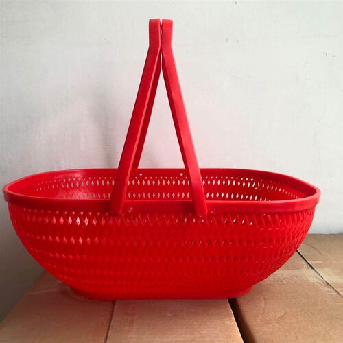 Handheld supermarket plastic basket, red handheld plastic ba