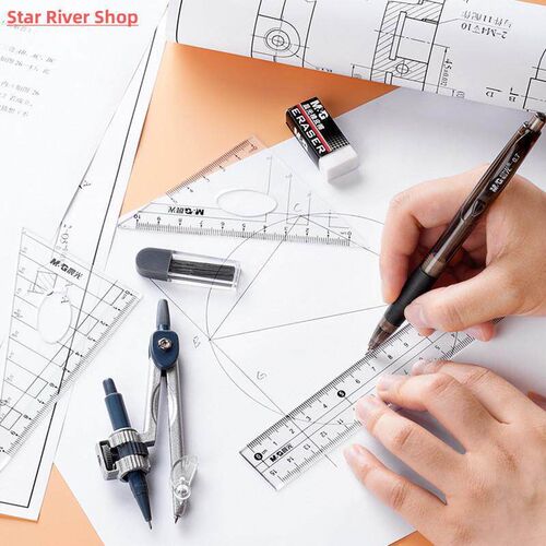 8 Pcs/Set Compass Ruler Set Protractor Drawing Triangle Eras