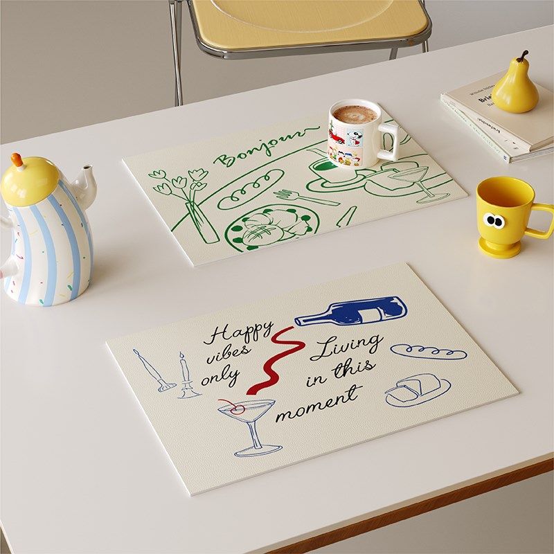 法式复古插画餐垫皮革PVC防水防油免洗碗碟杯垫家用桌面隔热桌垫,居家布艺,餐垫,淘宝优惠券,粉丝福利购,淘宝优惠卷
