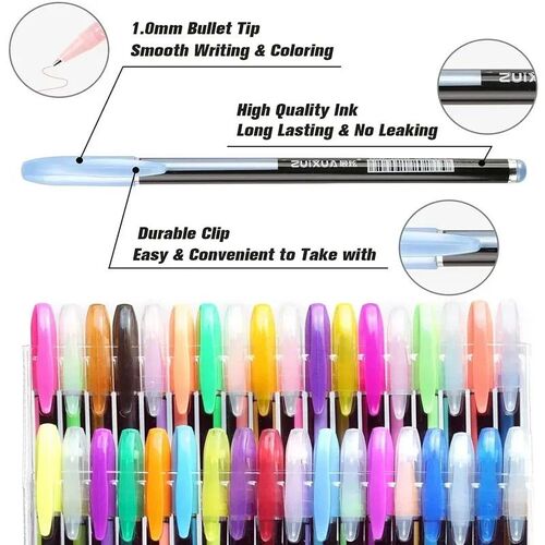 12-60Pcs Metallic Glitter Colors Gel Pens 100 Colored Refill