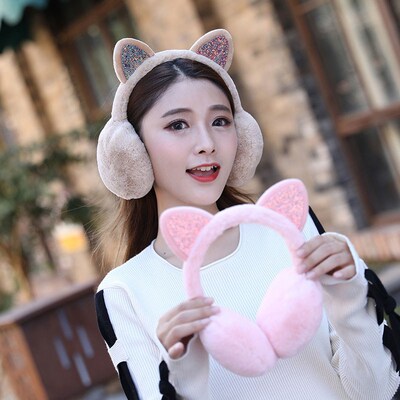 Winter Cat Rabbit Fox Animal Ears Warmer Earmuffs Women Fluf