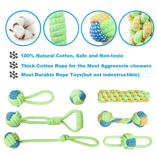 7 Pack Pet Dog Toys for Large Small Dogs Ball Toothbrush Int