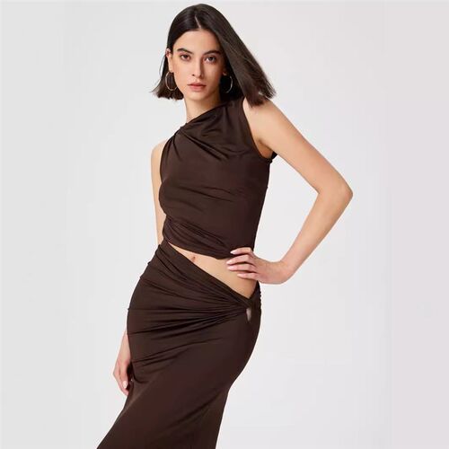 2024 Solid Color Slim Comfort Fashion Womens Skirt Set Wome
