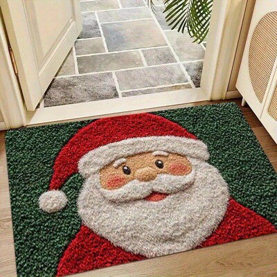 Christmas Door Mat Santa Claus Outdoor indoor Decor Foot Mat
