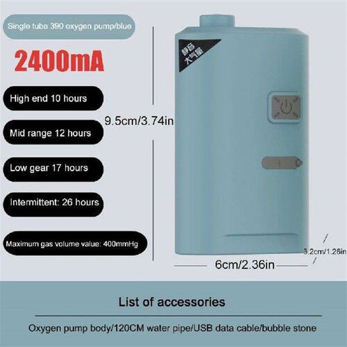 Aquarium Oxygen Pump USB Rechargeable Oxygenated Fish Tank