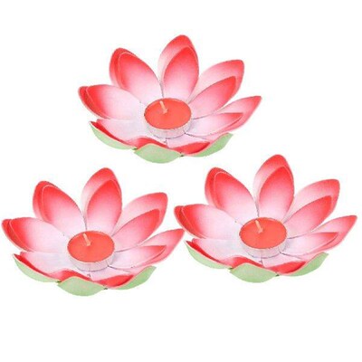 3 Pcs Decorative Lamp Wishing Lotus Shape Light Blessing