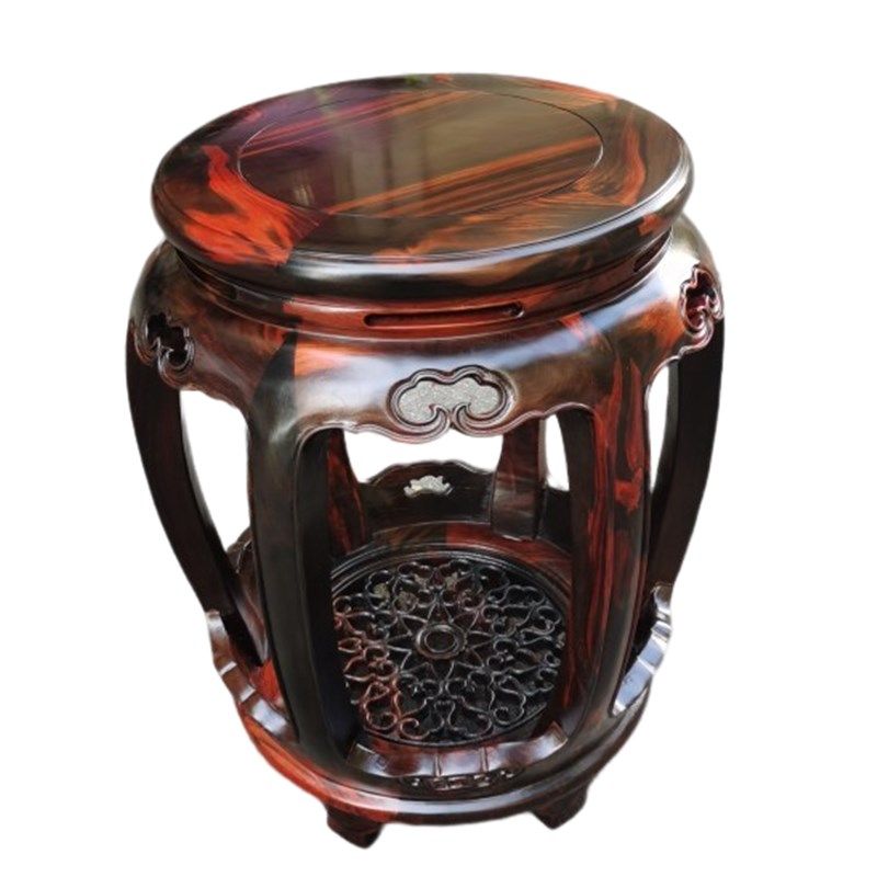 大红酸枝祥云鼓凳交趾黄檀圆凳餐桌凳红木鼓凳茶台凳实木雕花圆凳,住宅家具,红木椅凳,淘宝优惠券,粉丝福利购,淘宝优惠卷